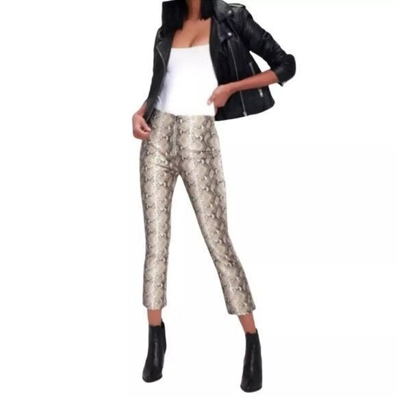THEORY Snakeskin Print Leather Pants Size 6 - Picture 1 of 11